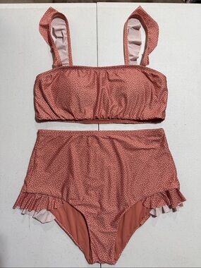 LC Lauren Conrad Dusty Rose Polka Dot Bikini Set Size Medium